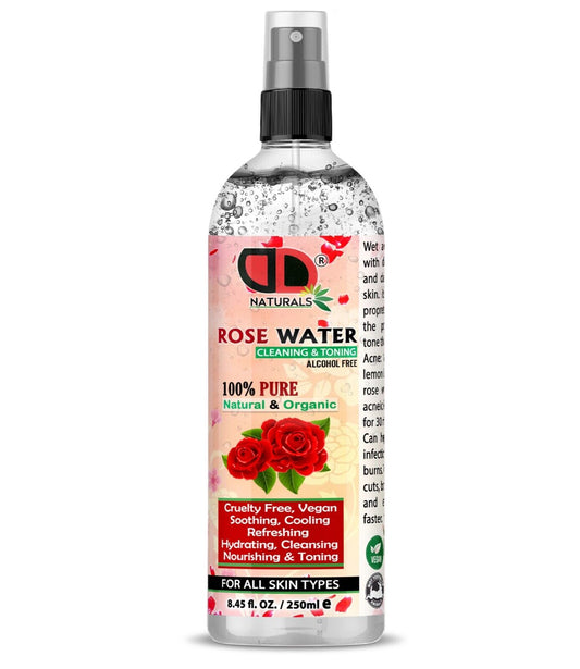 100% Pure Natural Organic Rose Water Toner Cleanser, Moisturiser for Fresh Face