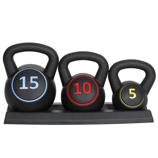 Kettlebell 3-Piece Set Fitness Strength Training Exercise with Base Home Gym