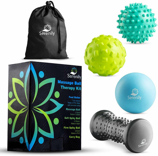 Massage Roller & Massage Balls Set, Back, Legs, Glute, Feet & Muscle Pain Relief