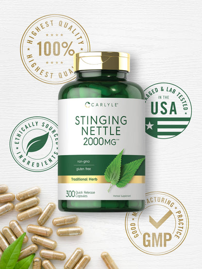 Stinging Nettle Leaf Extract 2000Mg | 300 Capsules | by Carlyle