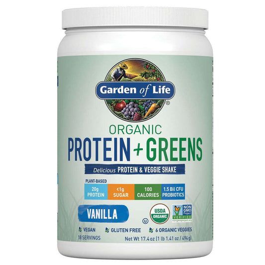 Organic Plant Protein & Greens Powder, Vanilla Shake, 20G Protein, FAST SHIPPING
